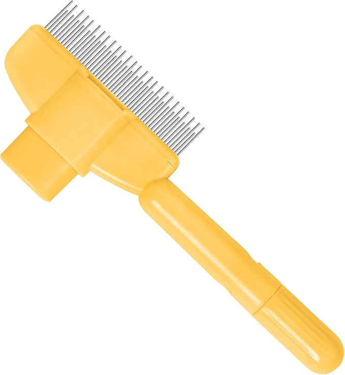 Pet Hair Removal Comb,New Cat Brush with Release Button,Pet Grooming Brush for Short&amp;Long Pet Hair,Deshedding Brush for Pet (yellow)