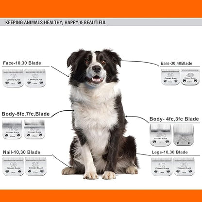 3pcs 7FC Blades Dog Grooming Replacement Blades Compatible with Andis Dog Clipper,Ceramic Blade &amp; Stainless Steel Blade
