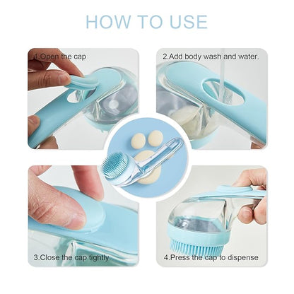 (4PCS) Pet Bath Brush,2025 New 2 in 1 Dog Bath Brush,Dog Shampoo Brush Bubble Maker,Bathing Dogs Grooming Massage Brush for Long &amp; Short Haired Dogs &amp; Cats,with Built-in Shampoo Dispenser(Green)