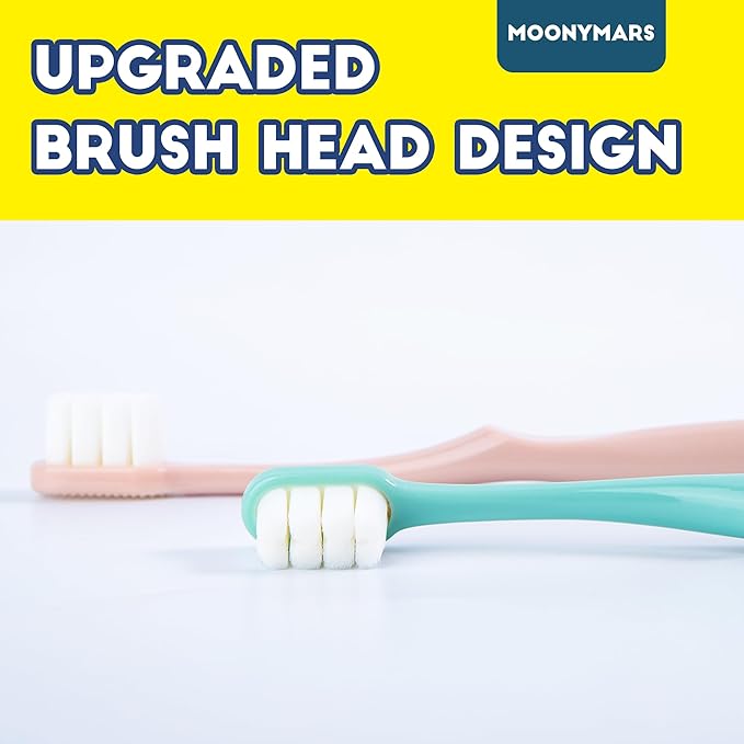 Dog Toothbrush Kit 2 Pack, Ultra Soft Pet Tooth Brush for Medium to Large Dogs &amp; Cats, Animal Teeth Brushing Kit for Easy Dental Cleaning, 2 Pcs, Pink