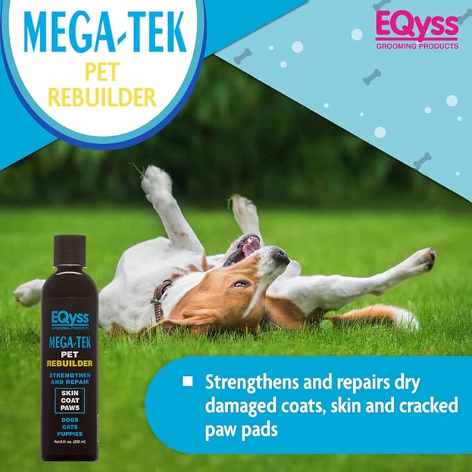 EQyss Mega-Tek Pet Rebuilder - Strengthen &amp; Repair Dry Damaged Coat, Nose, Skin, Cracked Paw Pads - Safe for Dogs, Cats, &amp; Puppies, pH Balanced (8 oz)