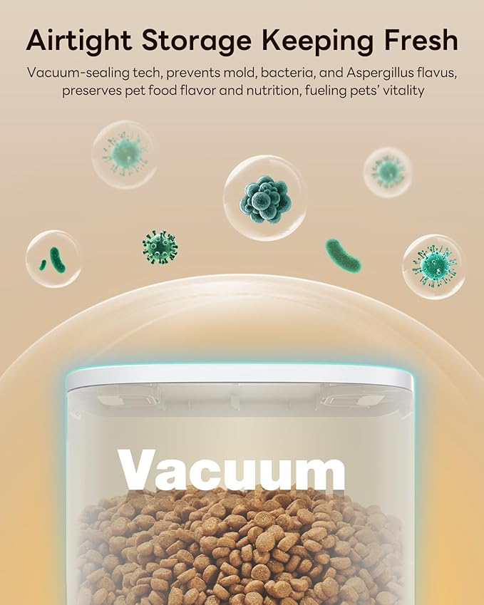 Automatic Dog Feeder for Large Breed, 15L/ 63Cups Vacuum-Sealed Storage &amp; Timed Auto Dog Food Dispenser 2in1, Airtight 100% Freshness, Anti-Blockage, Support up to 22mm Pet Food, Stainless Steel Bowl