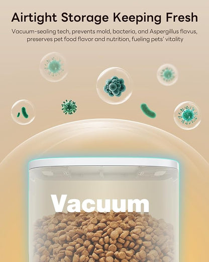 Automatic Dog Feeder for Large Breed, 15L/ 63Cups Vacuum-Sealed Storage &amp; Timed Auto Dog Food Dispenser 2in1, Airtight 100% Freshness, Anti-Blockage, Support up to 22mm Pet Food, Stainless Steel Bowl