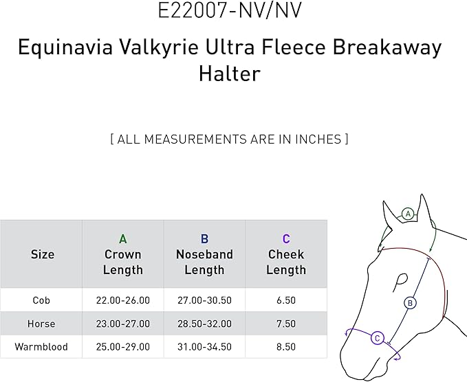 Equinavia Valkyrie Soft Ultra Fleece Padded Adjustable Breakaway Horse Halter - Navy/Navy - Horse