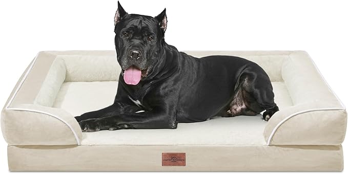 Comfort Expression XXL Dog Bed Waterproof, Extra Large Dog Beds Orthopedic Foam, Washable Dogs Sofa Bed Pet Beds with Removable Cover &amp; Non-Slip Bottom(XX-Large,Beige)