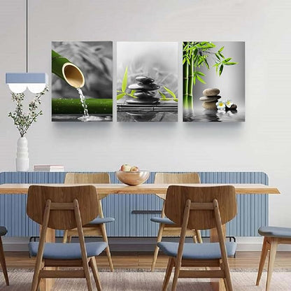 Yxbhhym-Bathroom Decor Black and White Zen Wall Art Gray Green Room Decor Zen Poster Canvas Pictures Zen Artwork for Spa Living Room Wall Decoration Wall Art Bedroom Home Decor Framed Prints Art