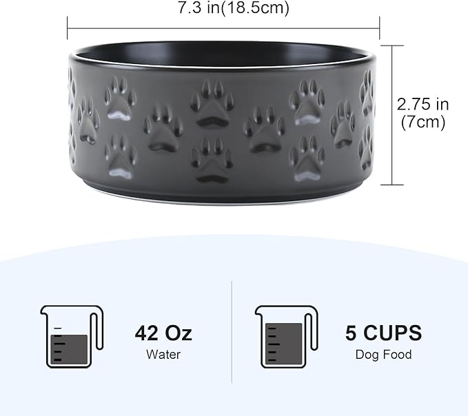 SPUNKYJUNKY Ceramic Dog Bowls 2 Pack, 7.3&