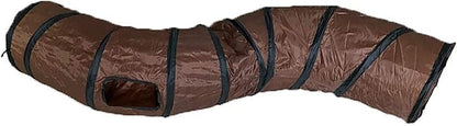 iCAGY Cat Tunnel for Indoor Cats Interactive, Rabbit Tunnel Toys, Pet Toys Play Tunnels for Cats Kittens Rabbits Puppies Crinkle Pop Up Brown 47" Shape S