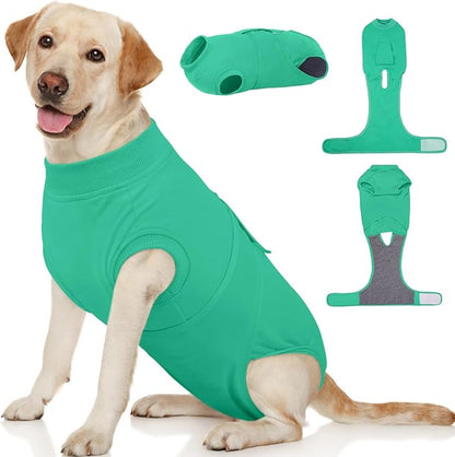 Kuoser Dog Surgery Suit Female Spay, Dog Recovery Suit Male Neuter, Puppy Clothes Onesie for Surgery Anti Licking Abdominal Wounds Pet Surgical Recovery Bodysuit Shirt, Substitute E-Collar &amp; Cone