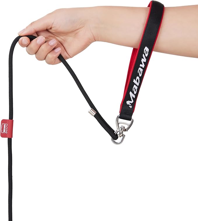 Dog Anti-Slip Leash 5FT with Metal Stopper - Durable No-Pull Training Lead for Small, Medium &amp; Large Dogs - Comfortable Handle Nylon Rope, Tangle-Free Pet Walking Leash (Black, 5 FT)