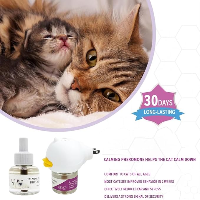 Calming Pheromone Diffuser Kit for Cats, Reduces Fighting, Spraying &amp; Scratching (48 mL)