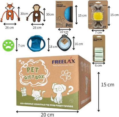 Durable Dog Chew Toys Gift Box – Eco-Friendly Teething Toys for Aggressive Chewers, Plush &amp; Squeaky Toys, Toothbrush, Ideal Gift Basket for Medium &amp; Large Dogs