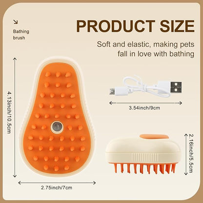 Cat Steam Brush, 3 in 1 Cat Steamy Brush, Silicone Massage Grooming Comb, Pet Hair Cleaning Misting Comb for Kittens(Avocado White)