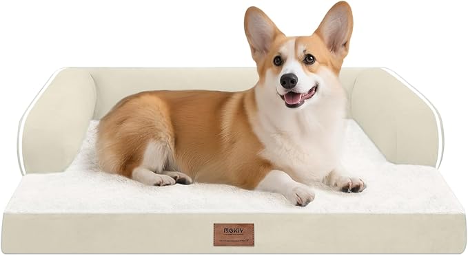 Dog Bed Medium Size Dog-Orthopedic Waterproof Bed for Dogs,Foam Couch Sofa with Washable Removable Cover &amp; Non-Slip Bottom-Beige