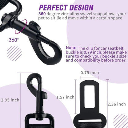 COOYOO Dog Seat Belt,Retractable Dog Car Harness Seat Belt for Car Adjustable Nylon Pet Safety Seat Belts Heavy Duty &amp; Elastic Bungee Buffer