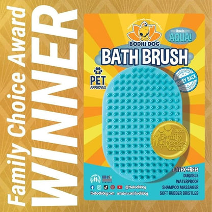 Bodhi Dog Shampoo Brush - Pet Grooming &amp; Bath Supplies for Dogs and Cats - Bath Brush for Long &amp; Short Hair - Premium Scrubber for Shower, Bathing &amp; Massage (One Pack, Aqua)