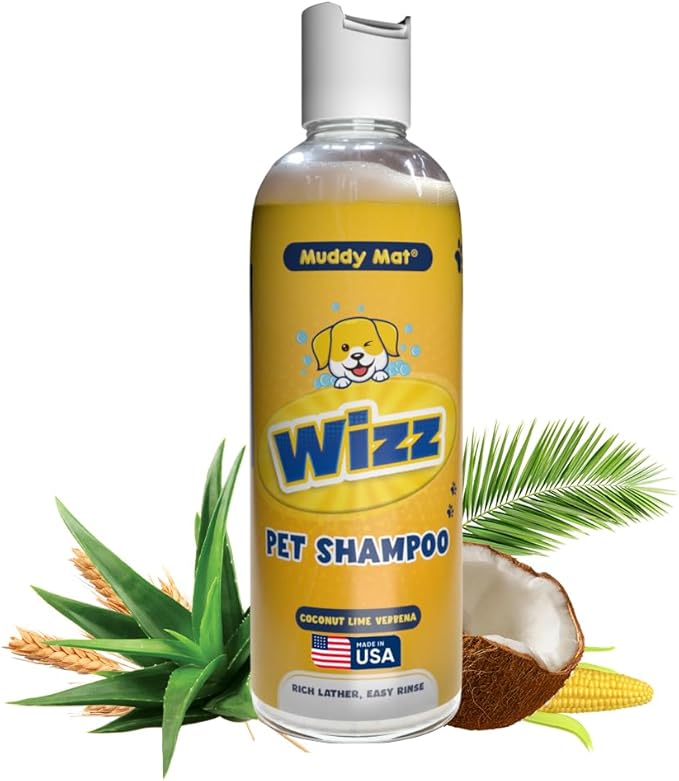 Muddy Mat® Wizz Pet Shampoo for Dogs &amp; Cats - Aloe Vera &amp; Oatmeal Dog Shampoo for Itchy Skin Relief, Smelly Dogs &amp; Sensitive Coats - Natural, Alcohol &amp; Paraben Free - Puppy Shampoo, 17 oz