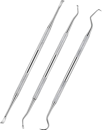 Hotop 3 Pieces Dog Dental Tooth Scaler and Scraper Stainless Double Headed Tarter Removing Tool Scraper Pet Teeth Cleaning Tools for Dog and Cat (Silver)