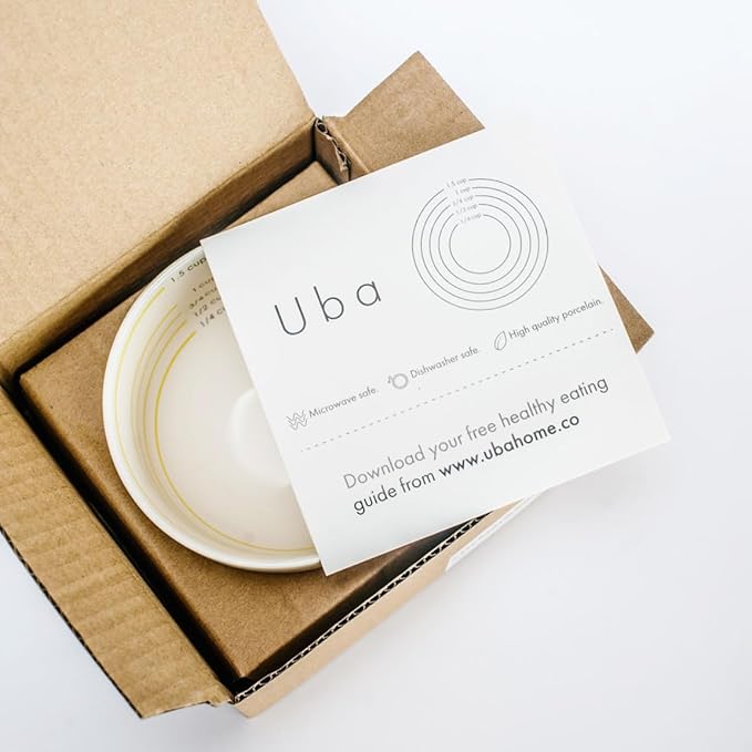 Uba Portion Control Bowl (Porcelain) for Measuring, Bariatric Diet, Diabetes &amp; Healthy Eating (2 Pack)