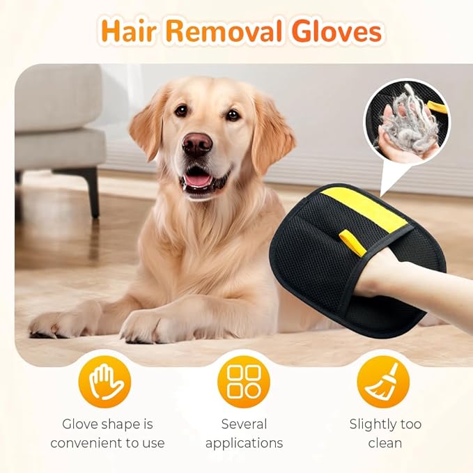 Pet Hair Remover Gloves, 2025 New Electrostatic Pet Hair Removal Gloves, Reusable Grooming Glove for Cats &amp; Dogs