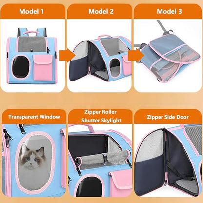 Cat Dog Carrier Backpacks,Pet Backpack Carrier, Bubble Backpack Pet Carriers with Breathable Mesh for Cats Small Dogs Puppies Animals for Travel, Hiking, Camping or Outdoor Use (Blue)