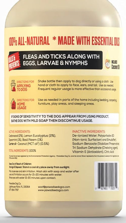 Shoo! Flea &amp; Tick Spray for Dogs and Home | Plant Based, Natural Oils, Chemical Free Formula | Kills, Repels, Prevents | 16 oz (Morning Freshness)