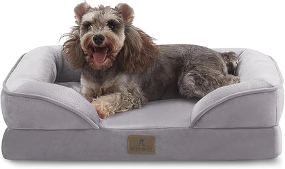 Bedfolks Orthopedic Dog Bed Extra Small, Waterproof Dog Sofa Bed for Small Dogs &amp; Cats, Egg Foam Pet Couch Bed with Removable Washable Cover and Nonslip Bottom, Light Grey