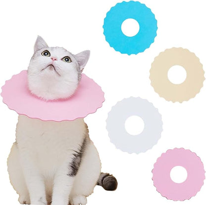 4Pcs Soft Cat Cone, Collar for Cats to Stop Licking, Lightweight, Disposable &amp; Hygienic with Weekly Throwing Design, Multiple Wearing Methods (S/M/L)