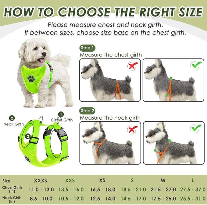 SlowTon Dog Seat Belt Harness for Car, Dog Car Harness Adjustable Mesh Breathable &amp; Dog Seatbelt Safety Tether with Elastic Bungee for Small Medium Large Pets(Lime, Double Clip, S)