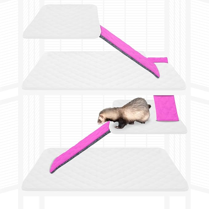 Paw Inspired Fleece Liners for Ferret Nation, Critter Nation Cage Ramp for Ferrets, Rats, Chinchillas, Hedgehogs &amp; Other Small Animals (Pink, Ramp Cover - 3 Pack)