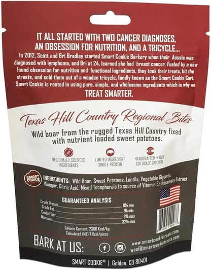 Smart Cookie All Natural Dog Treats - Wild Boar &amp; Sweet Potato - Training Treats for Dogs with Allergies, Sensitive Stomachs - Soft Dog Treats, Chewy, Grain Free, Human-Grade, Made in USA - 5oz Bag