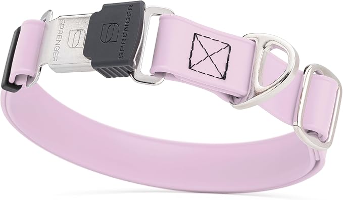 Dogline Biothane Waterproof Dog Collar with Herm Sprenger Stainless Steel Quick Release Buckle – Heavy Duty Tactical Durable Collar for Dogs – Comfortable and Safe Pet Collar, W 1" L 15-25", Pastel