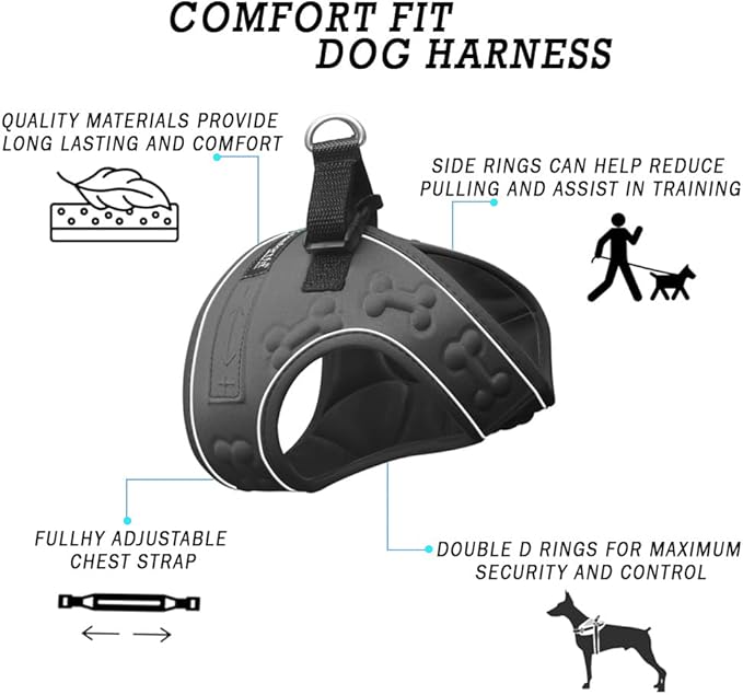 Comfort Fit Dog Harness – Adjustable No-Pull Vest for Small, Medium &amp; Large Dogs – Soft Padded Step-in Design for Easy Control – Ideal for Walking, Running &amp; Training – All-Weather Premium Dog Vest