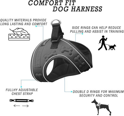 Comfort Fit Step-in Dog Harness for Small Medium Dogs – XS Black – No Pull, Soft Padded, Reflective Vest – Escape Proof Adjustable Puppy Harness for Walking, Training, Service &amp; Everyday Use