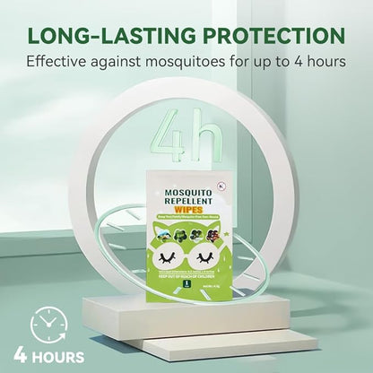 30 PCS Mosquito Repellent Wipes, Individually Wrapped Insect Repellent Wipes Made of Natural Plant-Based Essential Oils, Safe &amp; Effective Insect Protection Perfect for Outdoor Activities, Long-Lasting