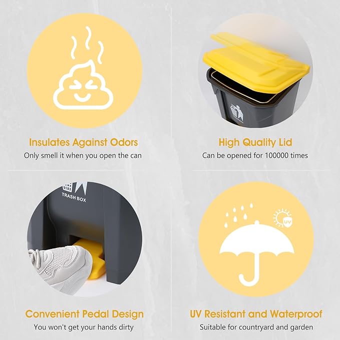 Dog Pooper Scooper, 20L Large Dog Poop Trash Can Outside with Removable Inner Bucket, Poop Trash Can for dog Outdoors with 90 Waste Bags, 37inch Long Handle Stainless Metal Tray &amp; Rake