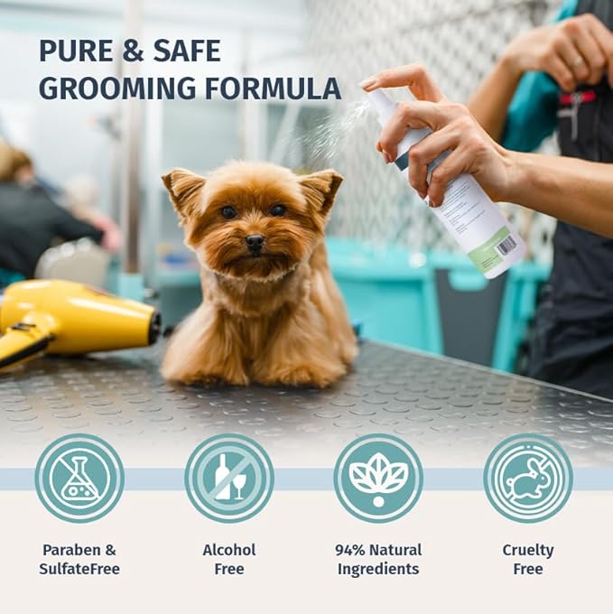 Natural Pet Cologne - Powdery Floral Scent, 3-in-1 Deodorizing, Conditioning &amp; Moisturizing Spray for Dogs &amp; Cats - Long Lasting. Daily Use, 8 fl oz (Female Pet)