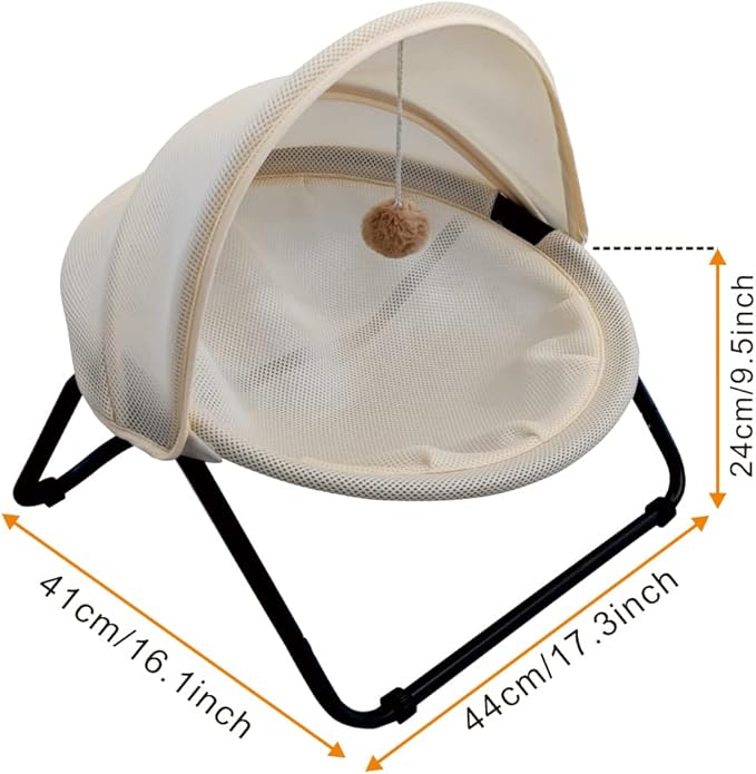 Cat Bed, Pet Hammock Bed for Cats and Dogs, Comfortable and Breathable Elevated Cat &amp; Dog Nest, Easy to Assemble, Cover Removable and Washable, Suitable for Indoor and Outdoor Use (Cream)