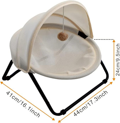 Cat Bed, Pet Hammock Bed for Cats and Dogs, Comfortable and Breathable Elevated Cat &amp; Dog Nest, Easy to Assemble, Cover Removable and Washable, Suitable for Indoor and Outdoor Use (Cream)