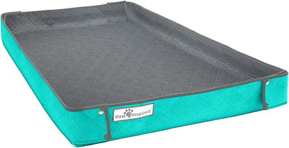 Paw Inspired Critter Box Washable Cage Liner, Reversible Fleece Bedding with Raised Sides for Guinea Pigs and Other Small Animals (C&amp;C 2x3 (14" Grids), Gray/Green)