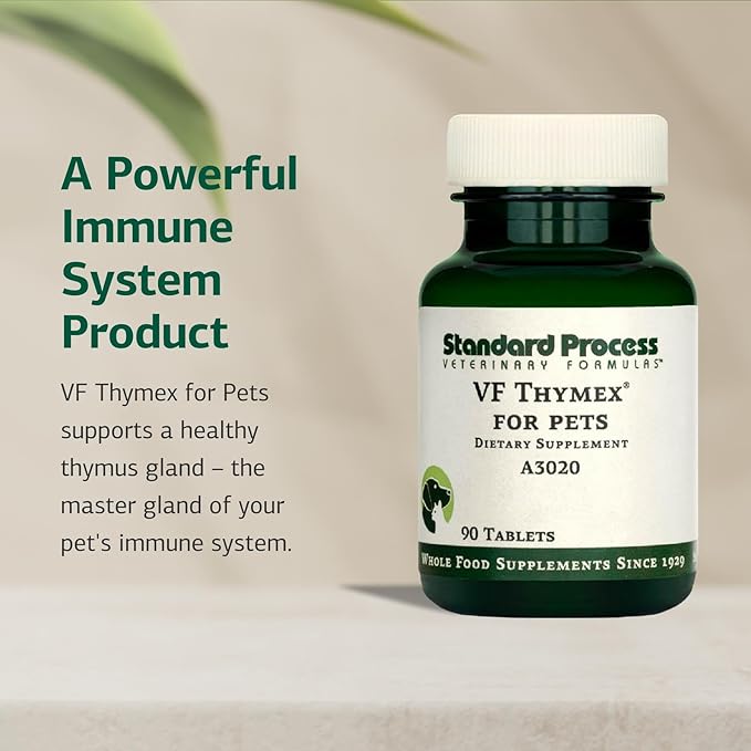 Standard Process Inc. VF Thymex for Pets - Cat &amp; Dog Immune System Support Supplement - Thymus Supplement to Aid Canine &amp; Feline Immune Health - Supplement with Vitamin C - 90 Tablets