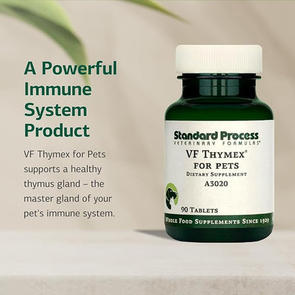 Standard Process Inc. VF Thymex for Pets - Cat &amp; Dog Immune System Support Supplement - Thymus Supplement to Aid Canine &amp; Feline Immune Health - Supplement with Vitamin C - 90 Tablets