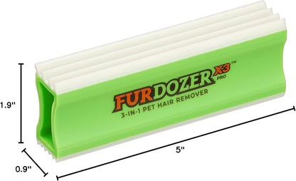 FurDozer X3 PRO Pet Hair Remover &amp; Auto Detailing Tool - Cat &amp; Dog Hair Remover for Carpets, Car Interiors, Couches, Bedding, &amp; Pet Furniture - Reusable Pet Hair Removal Tool for Dog Fur &amp; Lint, 5"