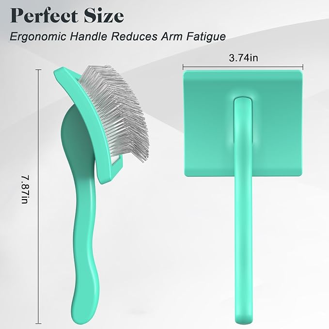 2PCS Slicker Brush for Dogs &amp; Pet Comb,Professional Dog Grooming Brush (Goldendoodles,Poodles,Labradoodles) with Extra Long Pins to Effectively Remove Tangles, Knots and Mats (Cyan)