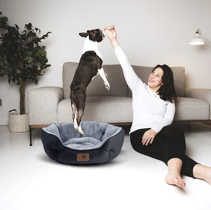 Asvin Small Dog Bed for Small Dogs, Cat Beds for Indoor Cats, Pet Bed for Puppy and Kitty, Extra Soft &amp; Machine Washable with Anti-Slip &amp; Water-Resistant Oxford Bottom, Black, 20 inches