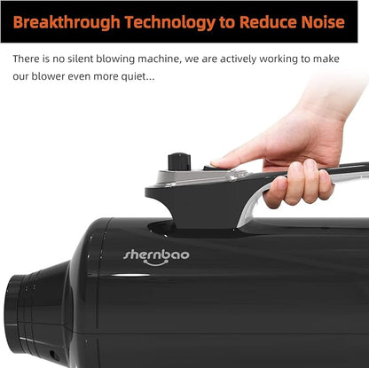 shernbao Dog Dryer High Velocity Professional Dog Pet Grooming Hair Drying Force Dryer Blower 6.0HP (DHD-2400T) (6.0HP, Jet Black)