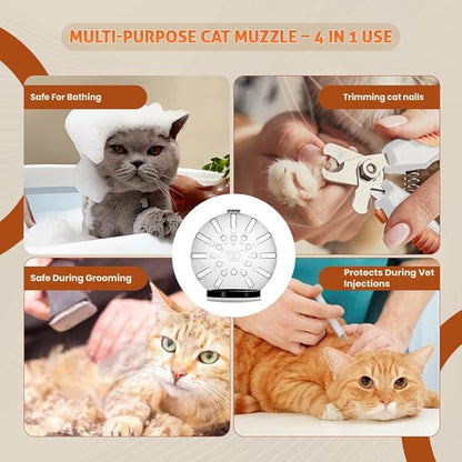 Cat Transparent Muzzle &amp; 2-in-1 Pet Nail Clipper Grinder Set – Grooming Kit, Anti-Bite Muzzle (3 Sizes) + LED Nail Trimmer for Cats &amp; Dogs – Safe, Quiet &amp; Easy to Use (M)