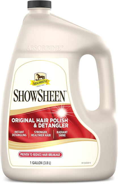 Absorbine ShowSheen Hair Polish &amp; Detangler 128oz Refill Jug, Horse and Dog Coat, Mane and Tail, Instant Detangling &amp; Reduces Hair Breakage for Healthy Grooming &amp; Radiant Shine