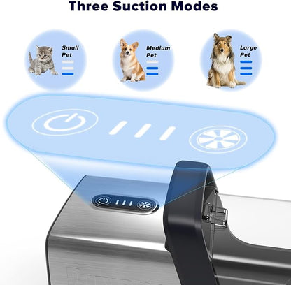 Dog Grooming Kit &amp; Dog Hair Vacuum,15000 Pa Powerful Suction, Pet Grooming Vacuum Removes 99% Pet Hair, Includes Clippers, Brush, Nail Trimmer Grinder, Stainless Steel