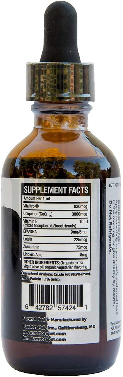 RestoraPet 1-Pack Dog &amp; Cat Bacon Liquid Multivitamin | Dog Arthritis Pain Relief | Hip &amp; Joint Vitamins for Dogs - Anti Inflammatory Supplement for Dogs &amp; Cats | Organic &amp; Non-GMO, Vet Approved